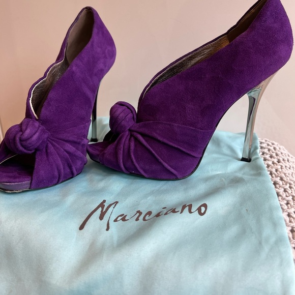 MARCIANO Vintage - Purple with Silver Heels - Suede Knot Booties - Picture 6 of 9